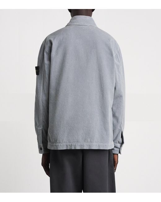 Stone Island Blue Organic Corduroy Overshirt for men