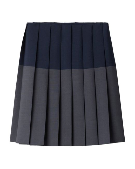 関税込【MiuMiu】Pleated wool and mohair midi skirt Miu Miu Mohair-Wool Pleated Midi Skirt in Blue | Lyst Canada