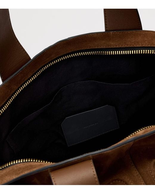 AllSaints Brown Suede Jean Rey Tote Bag
