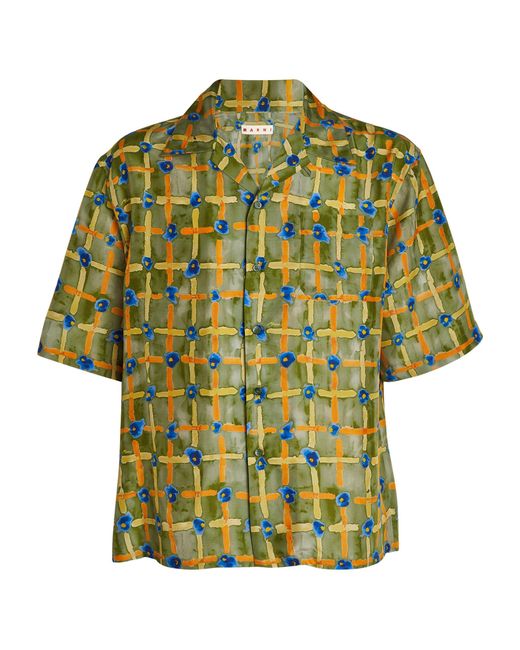 Marni Green Silk Habotai Shirt for men