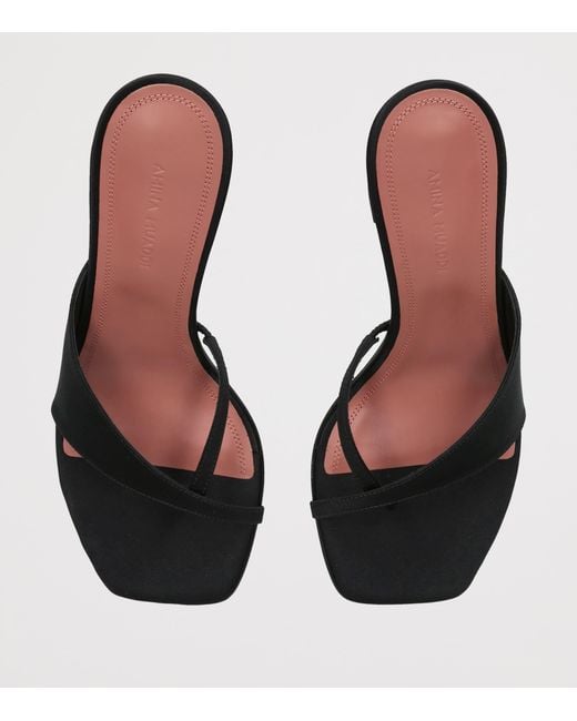 AMINA MUADDI Black Satin Shiona Mules 95