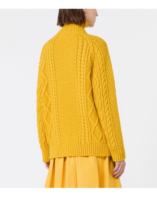 Weekend by Maxmara Yellow Wool-Blend Rollneck Sweater