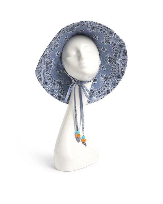 Call it By Your Name Blue Bandana Print Sun Hat