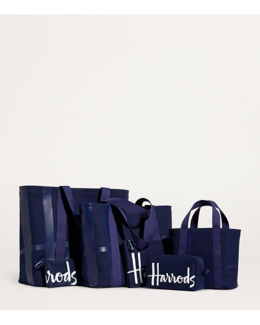 Harrods Blue Mini Cotton Logo Tote Bag