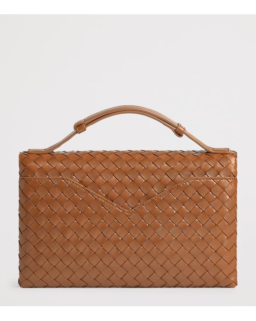 Bottega Veneta Brown Leather Knot Lock Top-Handle Bag