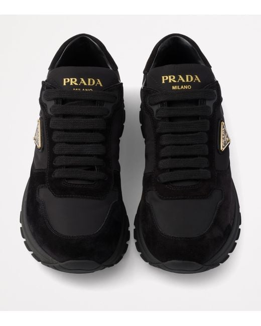 Prada Black Re-Nylon And Suede Prax 2.0 Low-Top Sneakers