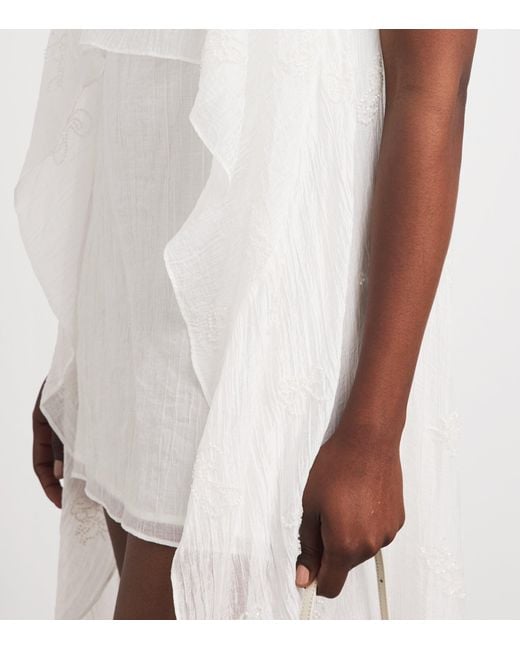 Staud White Embellished Valencia Mini Dress