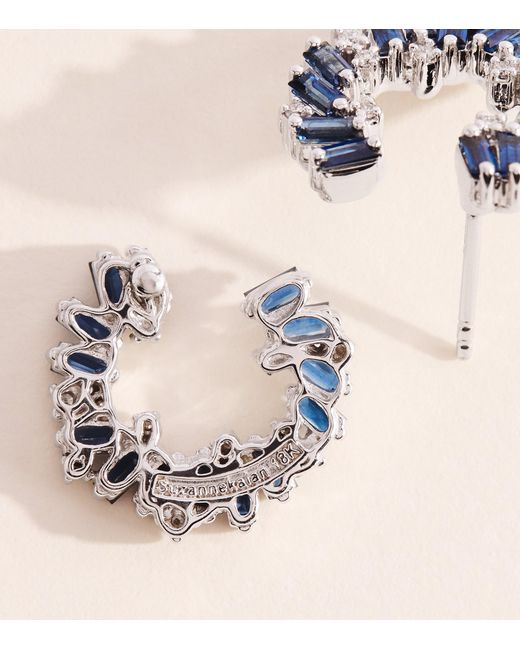Suzanne Kalan Blue Diamond And Sapphire Frenzy Hoop Earrings