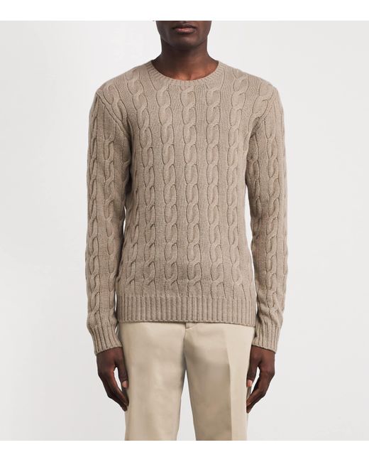 Ralph Lauren Brown Cashmere Cable-Knit Sweater