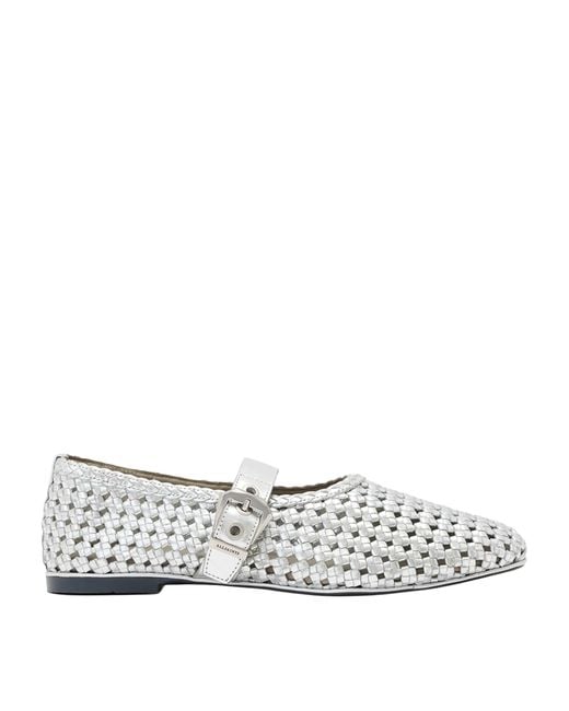 AllSaints White Woven Leather Sabine Ballet Flats