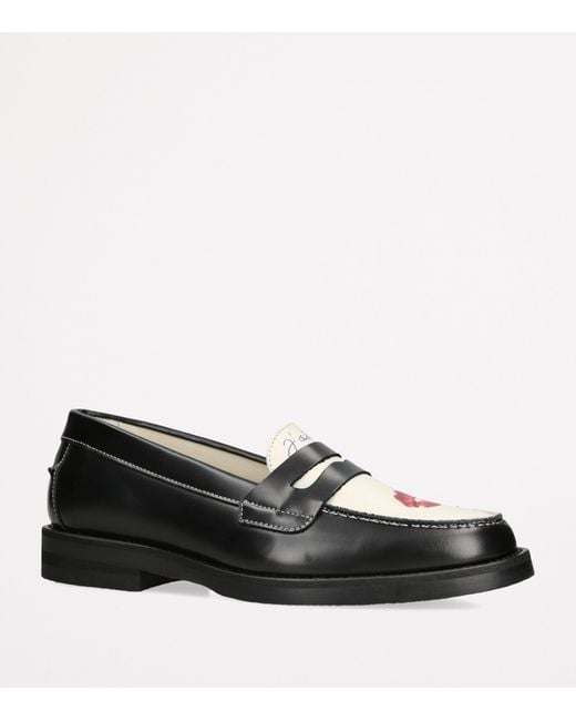 Duke & Dexter Black Leather Kiss Wilde Penny Loafers