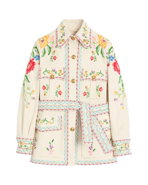 Valentino White Embroidered Denim Jacket