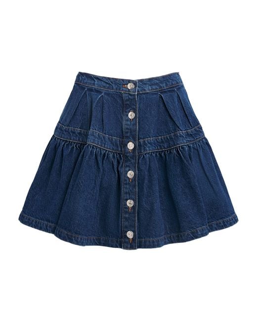 Maje Blue Denim Button-Detail Mini Skirt