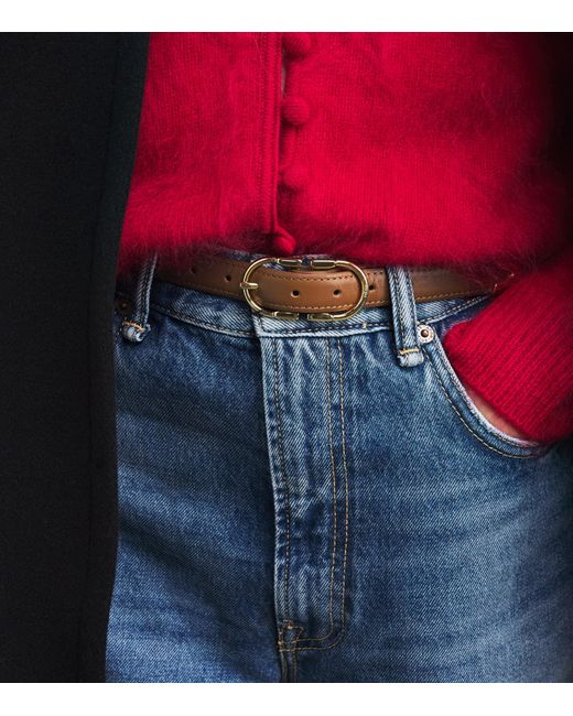 Maje Brown Leather Double-Buckle Belt for men