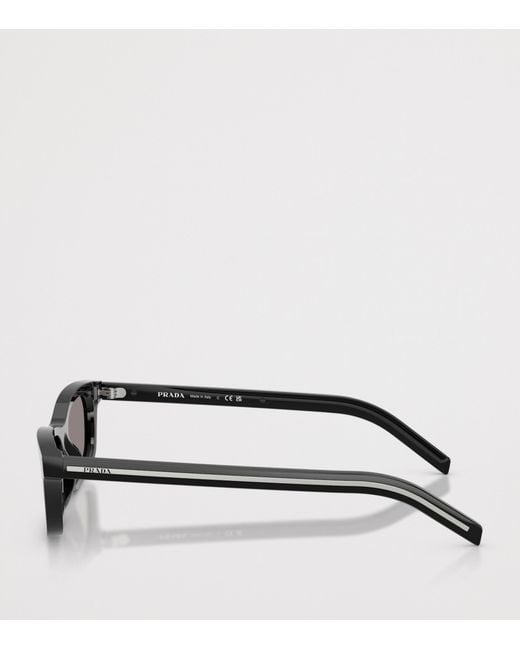 Prada Gray Acetate Rectangle Sunglasses