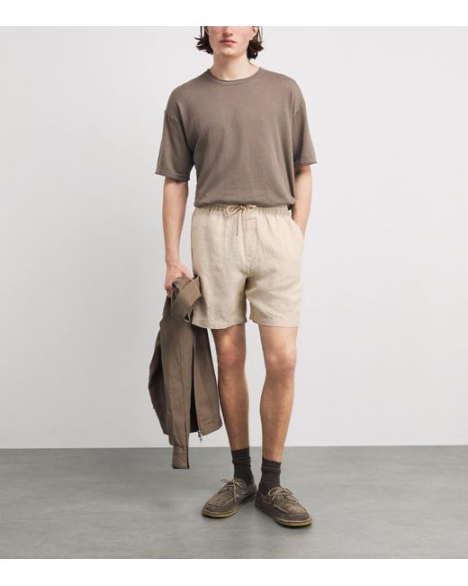 NN07 Natural Linen Drawstring Gregor Shorts for men