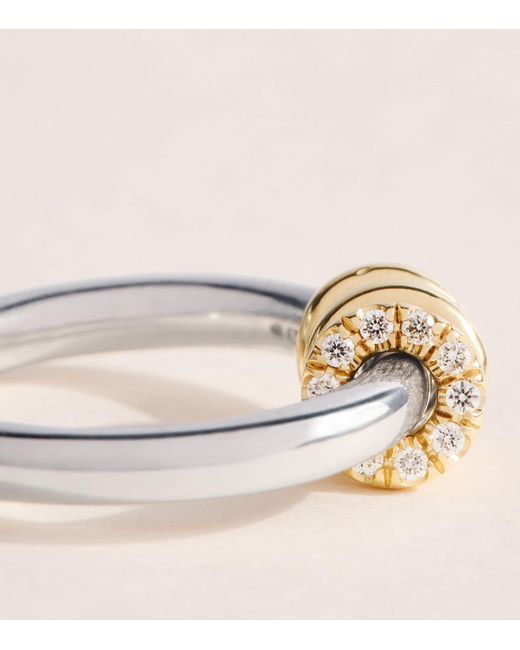 Spinelli Kilcollin Natural Sterling, And Diamond Ara Deux Hoop Earrings