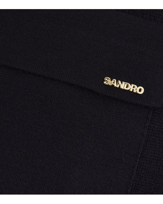 Sandro Black Wool V-Neck Sweater