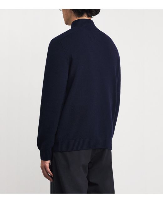 Harrods Blue Cashmere Button-Down Sweater for men