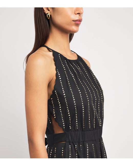 Sandro Black Cotton Embellished Maxi Dress