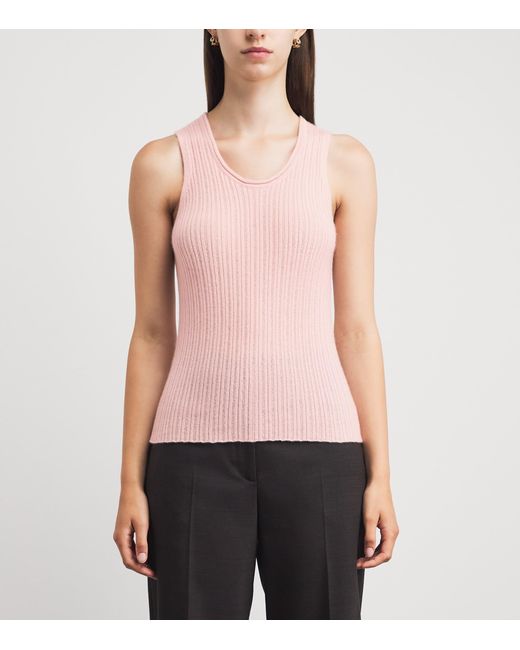 Johnstons Pink Cashmere Ribbed Tank Top