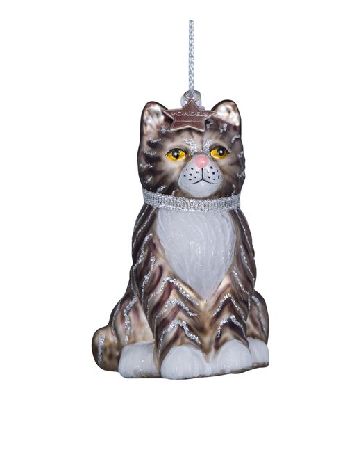 Harrods Green Glass Cat Tree Decoration