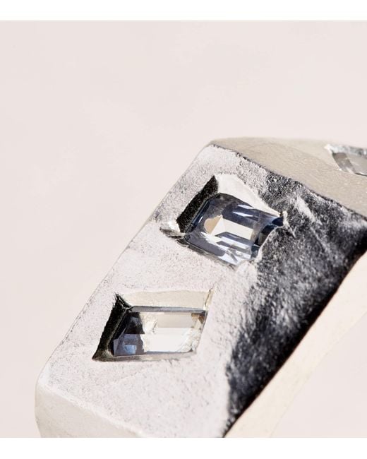 The Ouze Natural Sterling And Aquamarine Tri Signet Ring for men