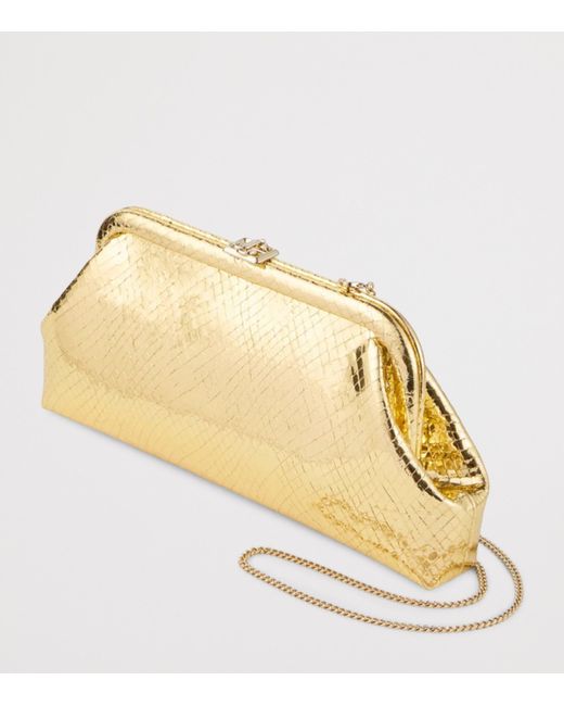 Jimmy Choo Natural Skylar Snake-Embossed Leather Clutch Bag