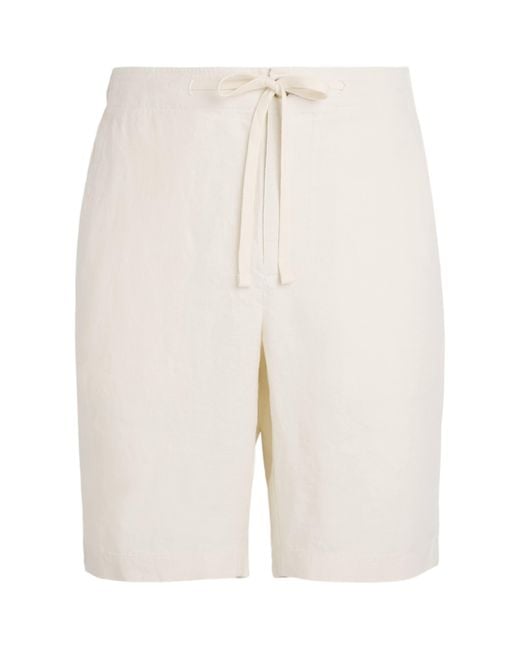 Vince White Linen Drawstring Shorts for men