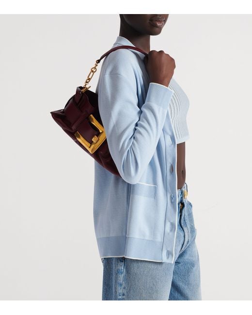 Balmain Purple Mini Leather Anthem Shoulder Bag