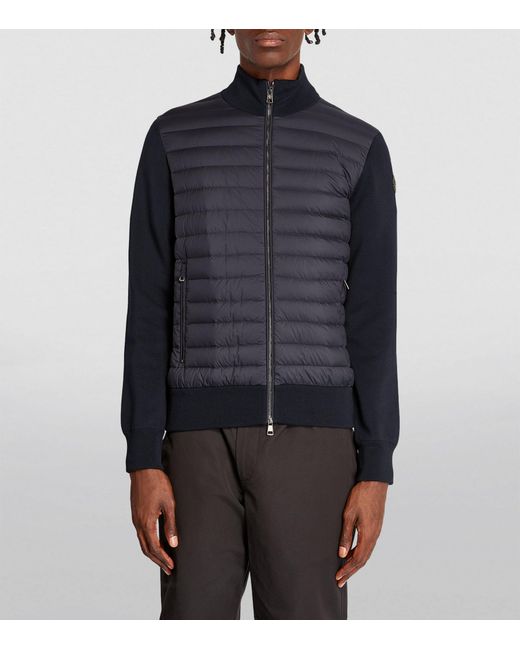 Moncler Blue Puffer-detail Zip-up Jacket for men