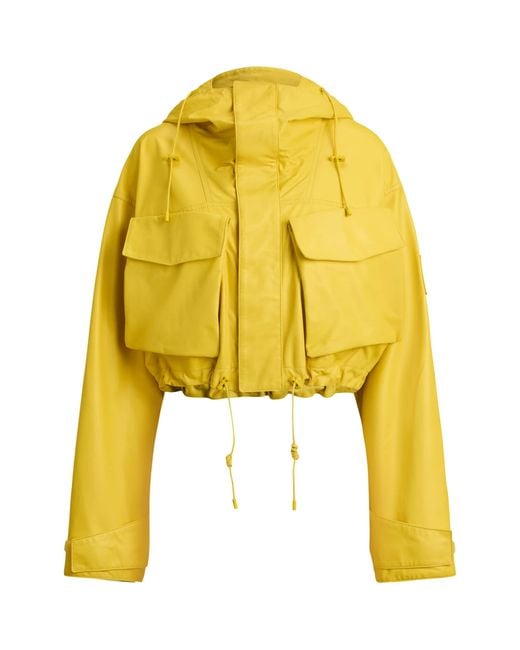 Ralph Lauren Yellow Ferra Cropped Calfskin Jacket