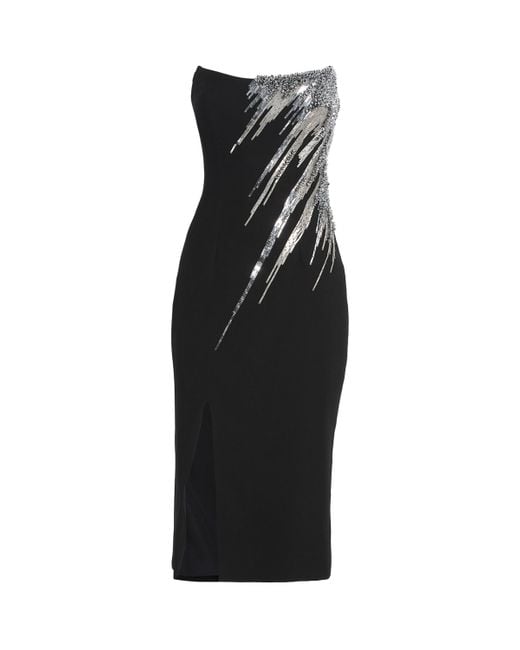 Gaurav Gupta Black Meteoric Embellished Midi Dress