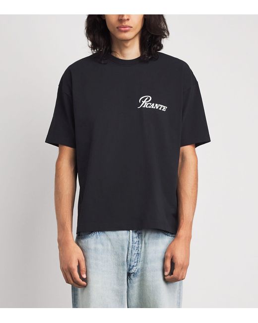 Picante Black Organic Cotton Record T-Shirt for men
