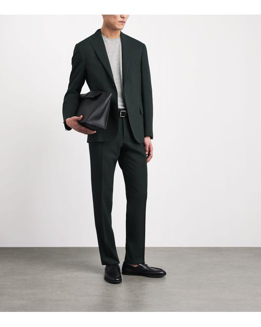 Corneliani Black Virgin Wool-Silk-Linen Academy Soft 2-Piece Suit for men