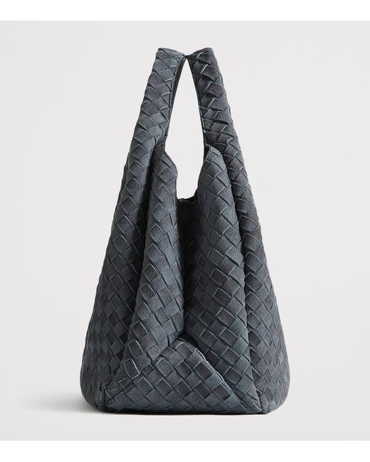 Bottega Veneta Gray Large Leather Intrecciato Campana Shoulder Bag