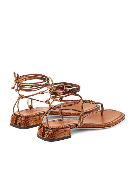 Jimmy Choo Brown Onyxia 25 Leather Strappy Sandals