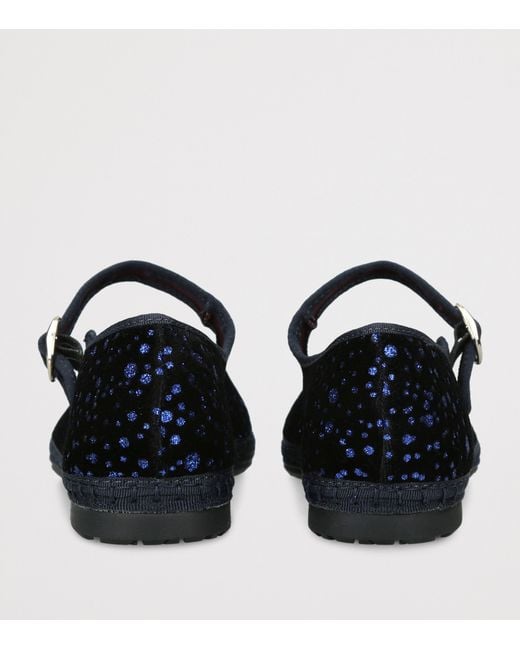 Flabelus Blue Velvet Seraphina Mary Jane Flats
