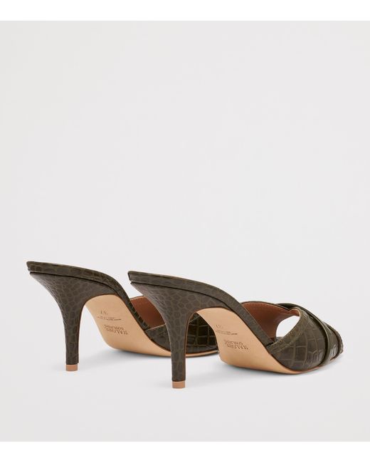 Malone Souliers Brown Croc-Embossed Leather Perla Mules 70