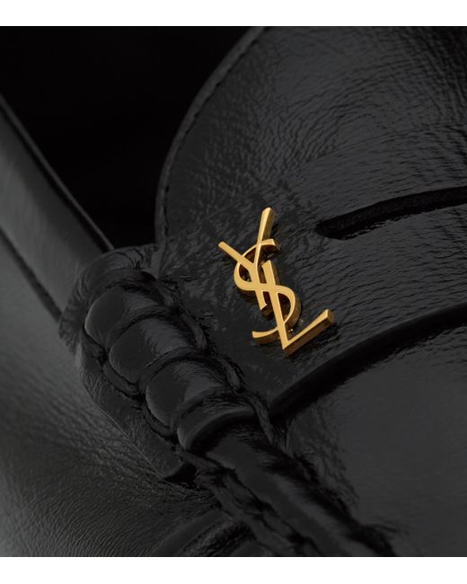 Saint Laurent Black Mocassins With Gathered Effect for men