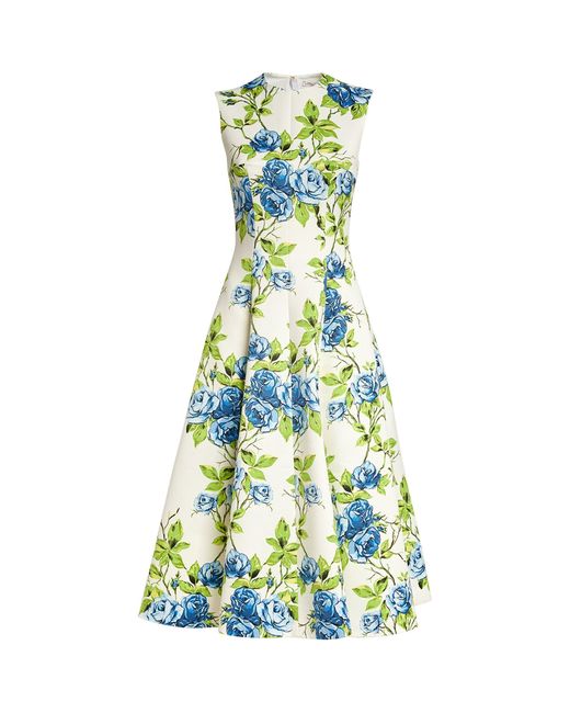 Emilia Wickstead Synthetic Floral Mara Midi Dress in Blue - Lyst