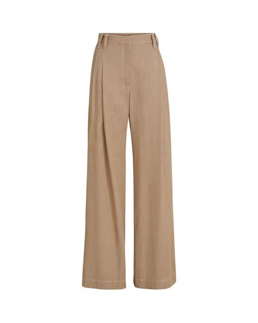 Brunello Cucinelli Natural Pleated Wide-Leg Jeans