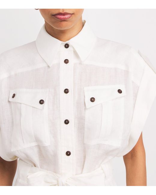 Zimmermann White Linen Cuffed Rhiannon Playsuit