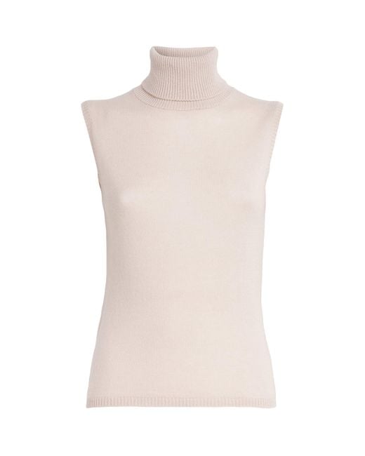 Eleventy White Cashmere Sleeveless Rollneck Sweater