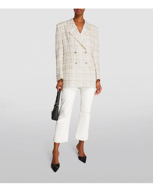 Alessandra Rich White Tweed Embellished Blazer