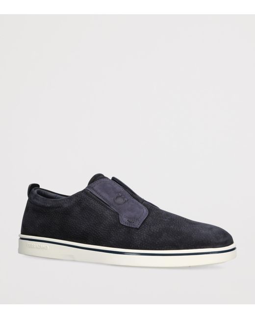Ferragamo Blue Suede Alfie Slip-On Sneakers for men