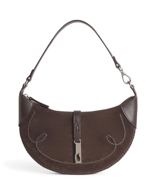 Polo Ralph Lauren Brown Small Suede Polo Id Shoulder Bag