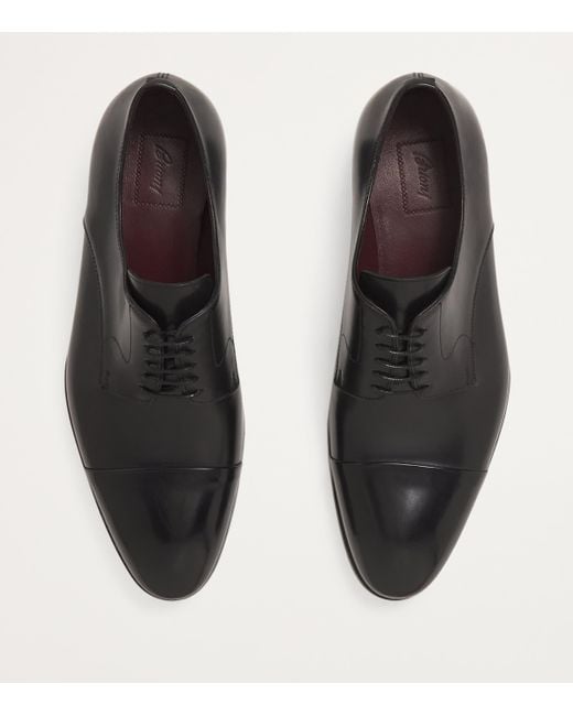 Brioni Black Leather Derby Shoes for men