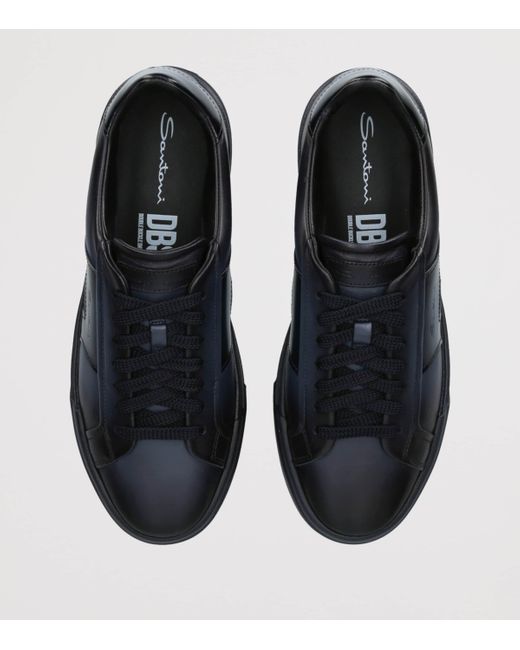 Santoni Blue Leather Dbs Sneakers for men