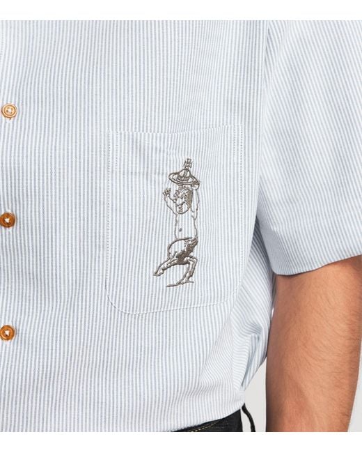 Vivienne Westwood White Organic Cotton Stripe Bowling Shirt for men